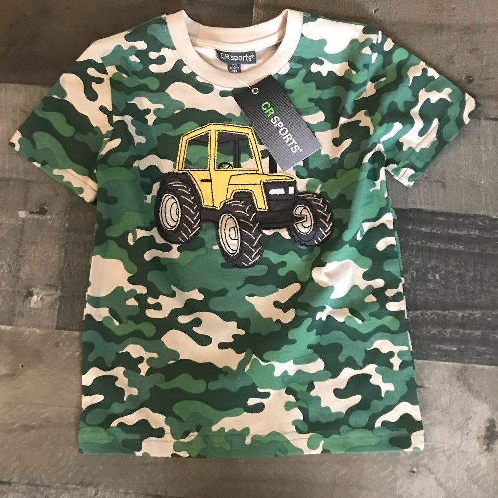 CR sports Olive Camo Tractor Applique Tee